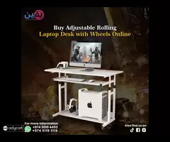 Buy Adjustable Rolling Laptop Desk with Wheels Online